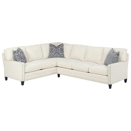 Customizable Bristol 2 Pc Sectional w/ LAF Corner Sofa (3 Inch Track Arms, Boxed Edge Back, Tall Tapered Legs, Nails)